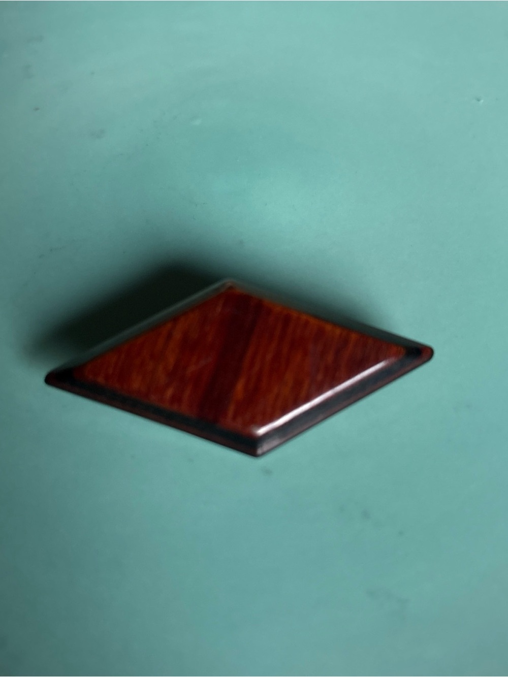 Diamond-Shaped Brown Wood Inlay Lapel Pin - Men Accessories